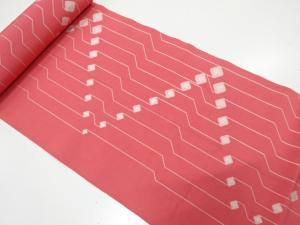 アンティーク　幾何学模様織り出し　八寸帯地反物